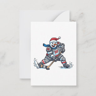 Tarjeta Pequeña Hombre de nieve hockey sobre hielo Navidad 2026 De