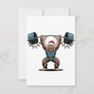 Tarjeta Pequeña Hombre de nieve levantador de pesas Navidad 2026 F