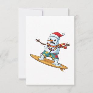 Tarjeta Pequeña Hombre de nieve surfista Navidad 2026 Deportes de