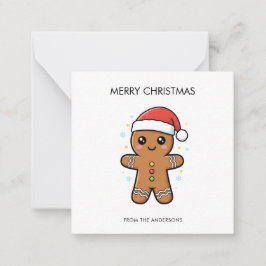 Tarjeta Pequeña Hombre de pan de jengibre con Navidades de Santa H