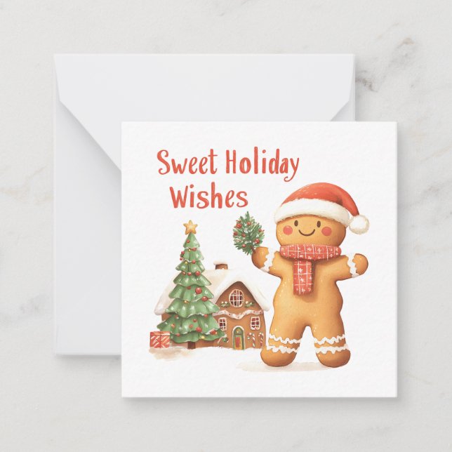Tarjeta Pequeña Hombre de pan de jengibre en Santa Hat (Anverso)
