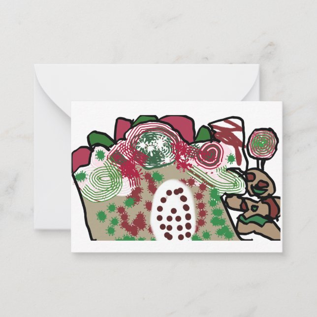 Tarjeta Pequeña Hombre de pan de jengibre y fiesta de la casa (Anverso)