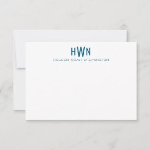 Tarjeta Pequeña Hombres Monograma Profesional Azul Marino Regla An