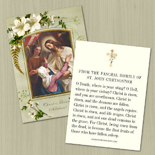 Tarjeta Pequeña Homilía Pascual de Pascua Oración San Juan Crisóst