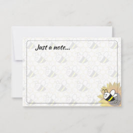 Tarjeta Pequeña Honeybee Sunflower Drawing Custom Just a Note
