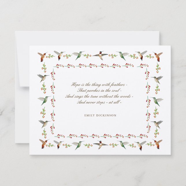 Tarjeta Pequeña Hope Emily Dickinson (Anverso)