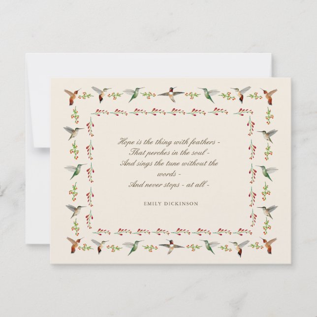 Tarjeta Pequeña Hope Emily Dickinson (Anverso)