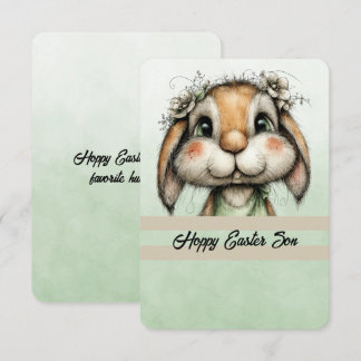 Tarjeta Pequeña Hoppy Easter Son Bunny Head