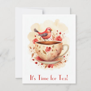 Tarjeta Pequeña Hora de color de agua dulce para el té de la flora
