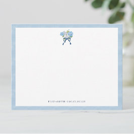 Tarjeta Pequeña Hortensia floral elegante en acuarela azul