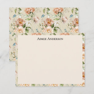 Tarjeta Pequeña Hortensias Elegantes Peonías Patrón Floral Marco