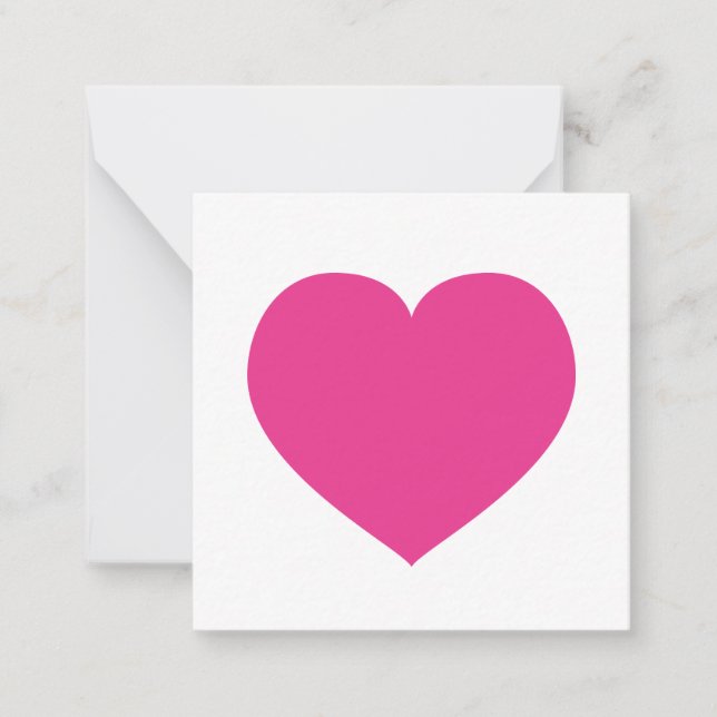 Tarjeta Pequeña Hot Pink Heart Love Note Sweet Modern (Anverso)