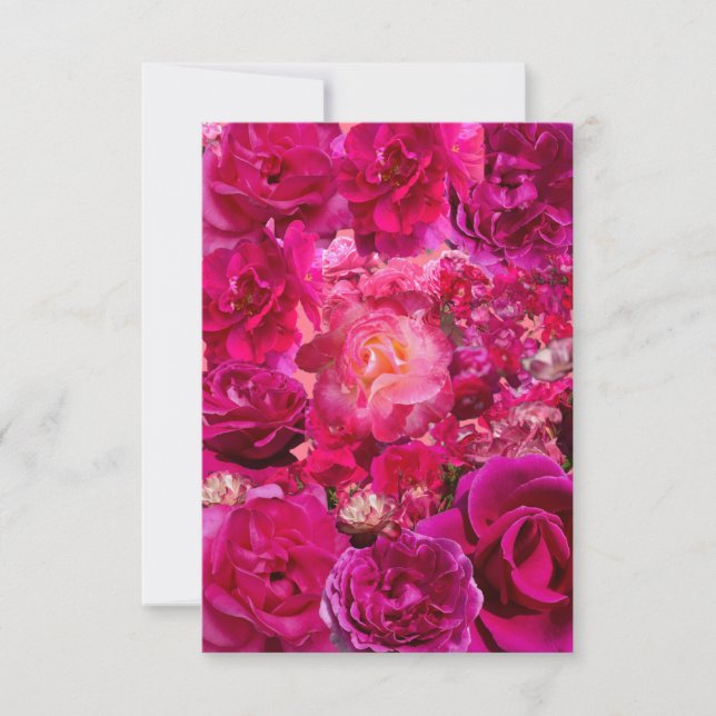 Tarjeta Pequeña Hot Pink Rose Collage  (Anverso)