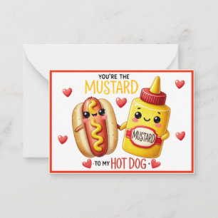 Tarjeta Pequeña Hotdogs Kawaii Lindos y Mostaza
