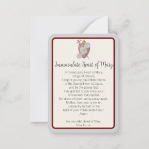 Tarjeta Pequeña "Hoy rezo por ti" Inmaculado Corazón Notecard
