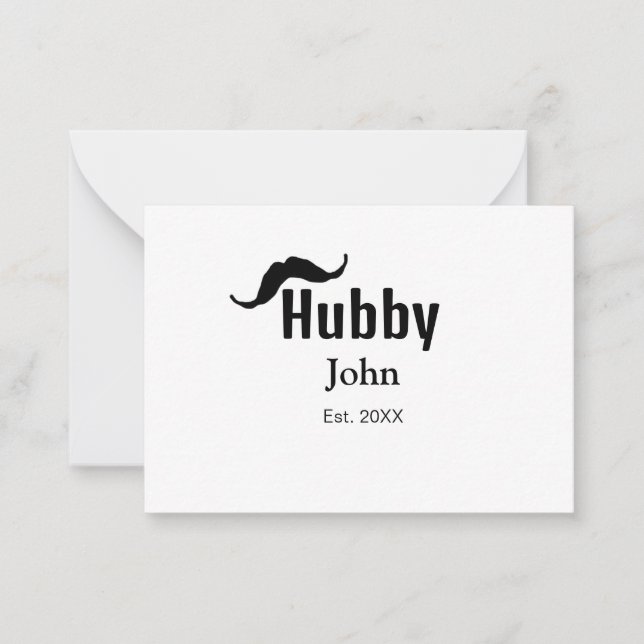 Tarjeta Pequeña Hubby marido agregar nombre fecha año bigote simpl (Anverso)