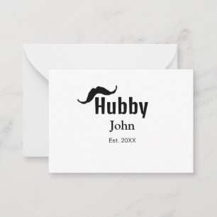 Tarjeta Pequeña Hubby marido agregar nombre fecha año bigote simpl