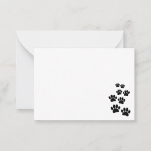 Tarjeta Pequeña Huella de garra de mascota de dibujos animados neg