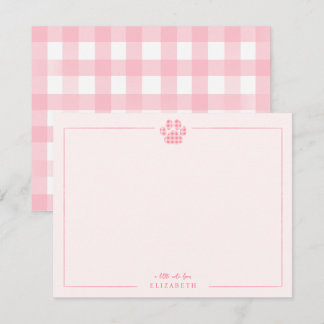 Tarjeta Pequeña Huella de pata de gingham rosa personalizada para
