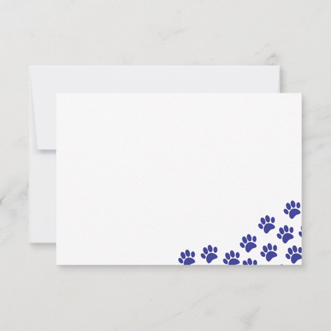 Tarjeta Pequeña Huellas de cachorro azul (Reverso)