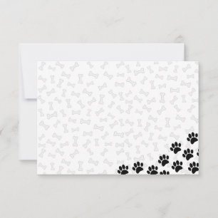 Tarjeta Pequeña Huellas de cachorro negro y huesos personalizados