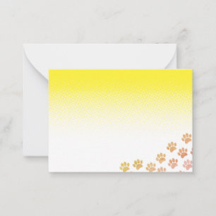 Tarjeta Pequeña Huellas de cachorro pintado blanco amarillo