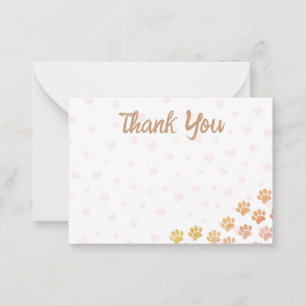 Tarjeta Pequeña Huellas de cachorro pintado Gracias
