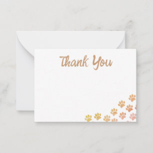 Tarjeta Pequeña Huellas de cachorro pintado Gracias