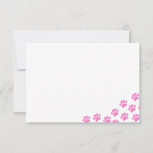 Tarjeta Pequeña Huellas de cachorro rosa
