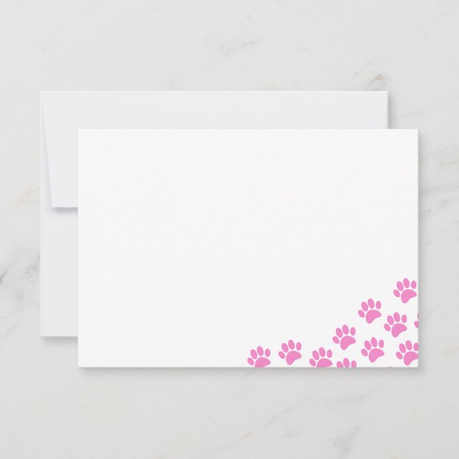 Tarjeta Pequeña Huellas de cachorro rosa (Anverso)