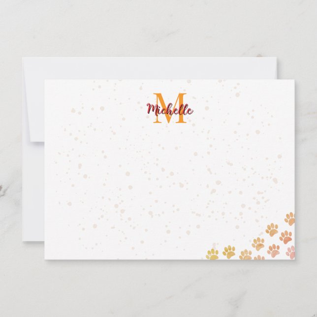 Tarjeta Pequeña Huellas de perro pintadas a acuarela editables  (Anverso)