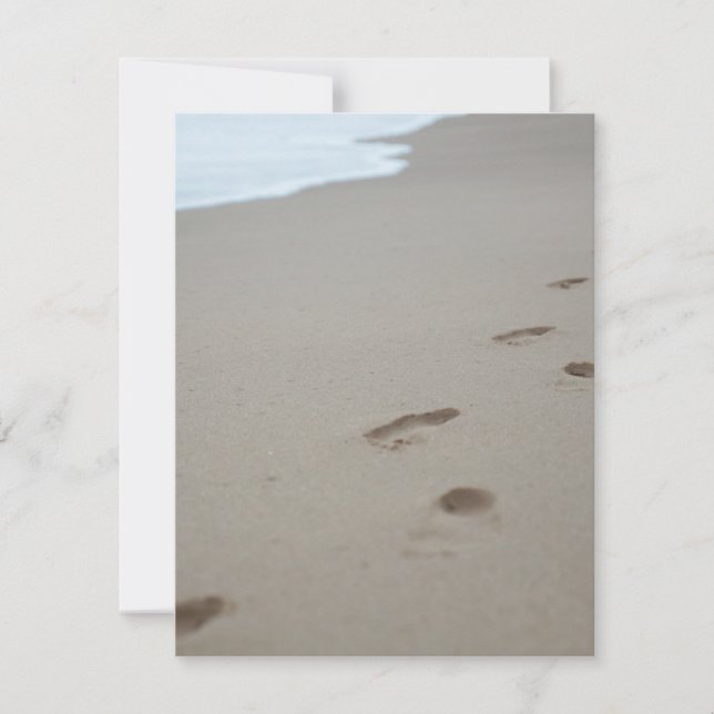 Tarjeta Pequeña Huellas en la playa de Mozambique (Anverso)