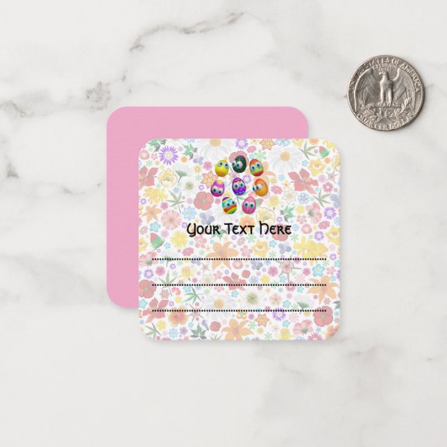 Tarjeta Pequeña Huevos de Pascua lindos y divertidos dibujos anima (Anverso/Reverso In Situ)