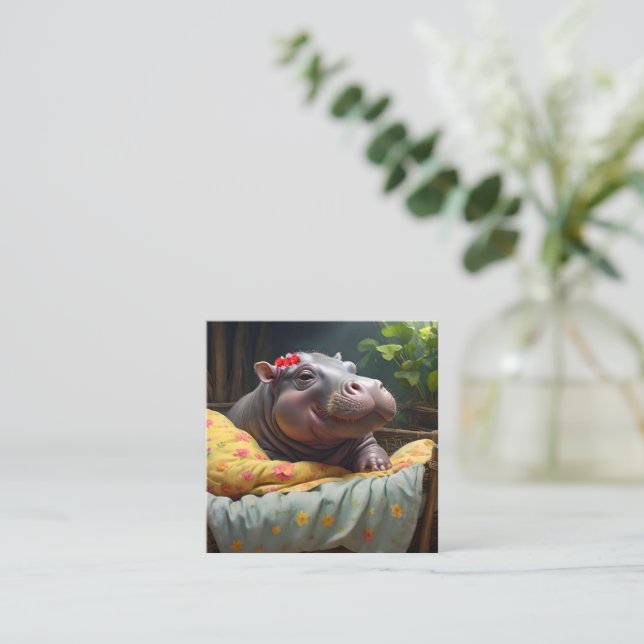 Tarjeta Pequeña "Huggles de la mañana: El bebé Hippo se despierta  (Anverso de pie)