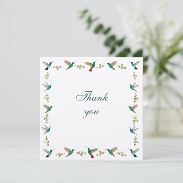 Tarjeta Pequeña Hummingbird Gracias (Anverso de pie)
