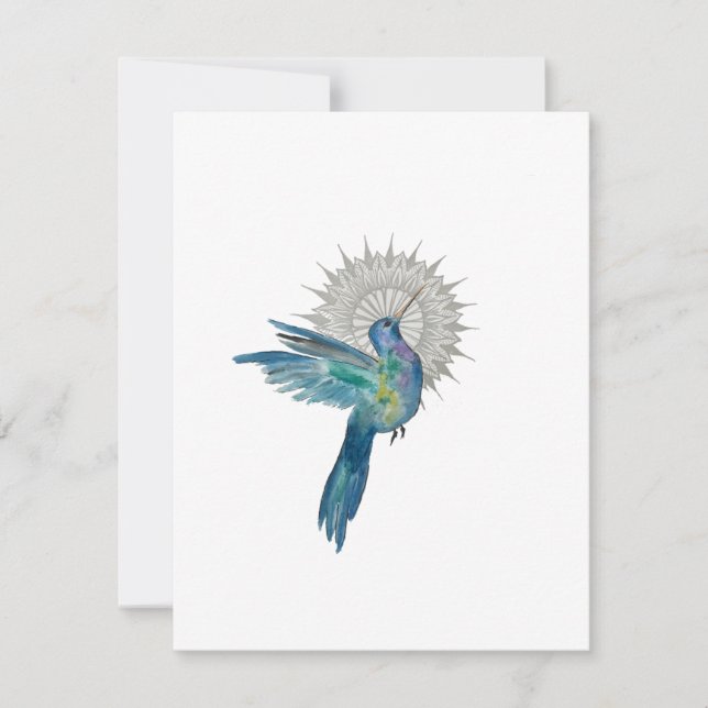 Tarjeta Pequeña Hummingbird Mandala (Anverso)
