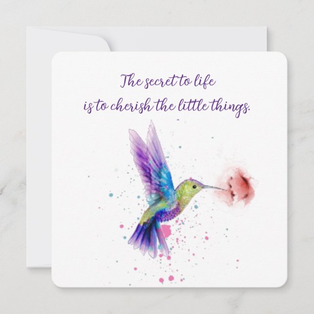 Tarjeta Pequeña Hummingbird notecard 5x5 (Anverso)