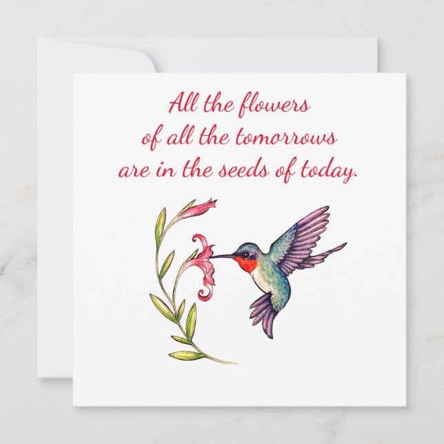 Tarjeta Pequeña Hummingbird notecard 5x5 (Anverso)