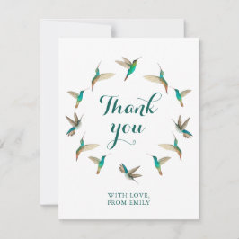 Tarjeta Pequeña Hummingbirds Turquesa personalizado Gracias