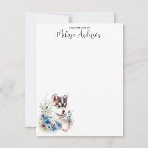 Tarjeta Pequeña Husky Dog Puppy Water Cute Personalizado