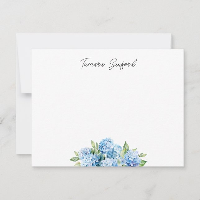 Tarjeta Pequeña Hydrangea Azul Personalizada (Anverso)