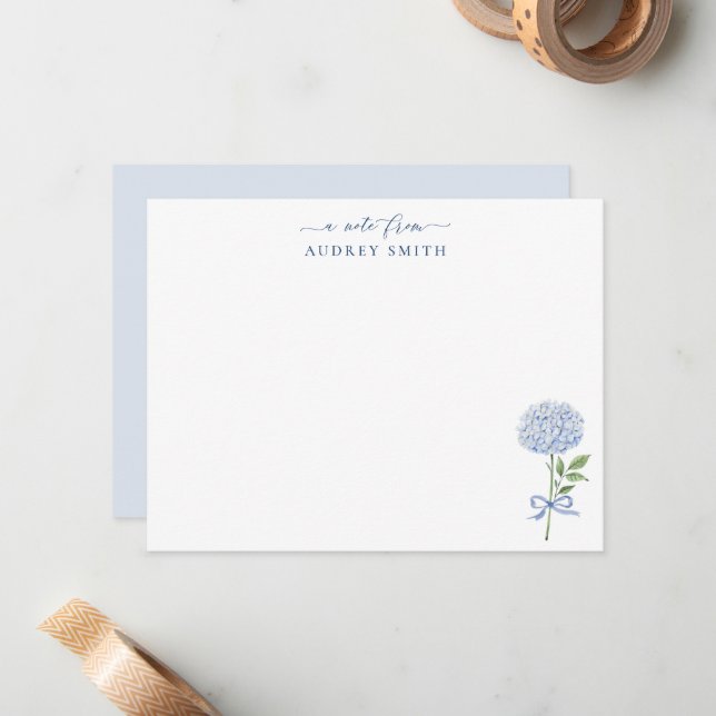 Tarjeta Pequeña Hydrangea Azul Personalizada Azul (Anverso/Reverso In Situ)