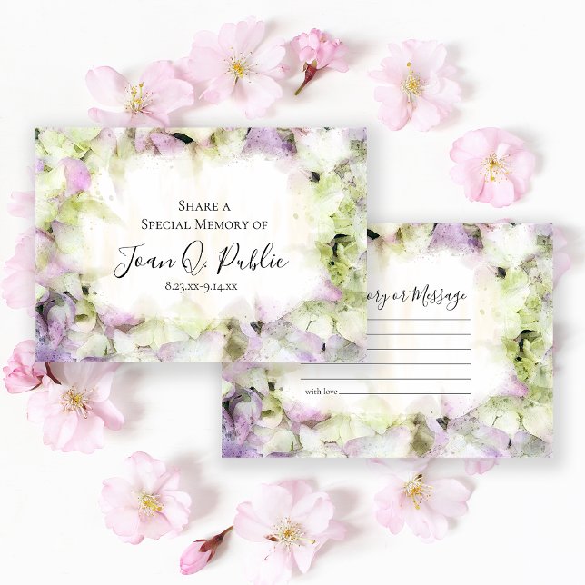 Tarjeta Pequeña Hydrangea casi rosa comparte funeral de memoria (Subido por el creador)