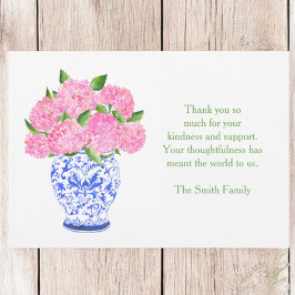 Tarjeta Pequeña Hydrangea Chinoiserie Vase Sympathy Gracias