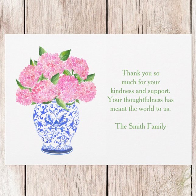 Tarjeta Pequeña Hydrangea Chinoiserie Vase Sympathy Gracias (Subido por el creador)