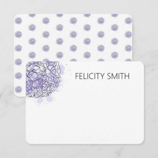 Tarjeta Pequeña Hydrangea Elegante Estacionamiento Personalizado A (Anverso / Reverso)