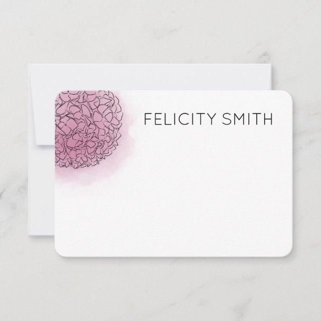 Tarjeta Pequeña Hydrangea Elegante Stationery Personalizado Rosa (Anverso)
