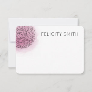 Tarjeta Pequeña Hydrangea Elegante Stationery Personalizado Rosa