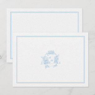 Tarjeta Pequeña Hydrangea Escudo Periwinkle Boda clásica