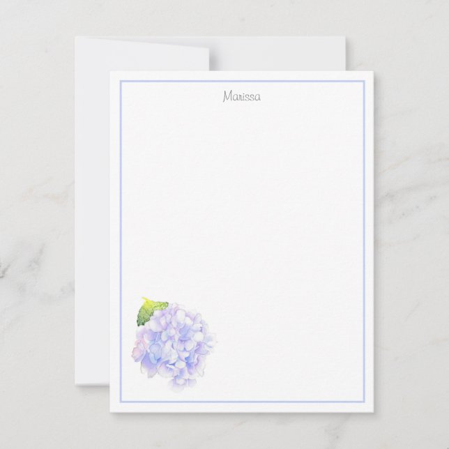 Tarjeta Pequeña Hydrangea Watercolor Vignette (Anverso)